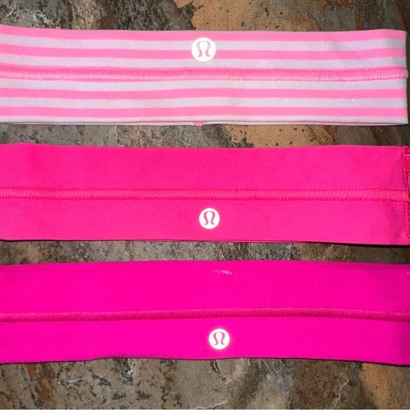 Lululemon Pink Headband Set 3 Pieces - Picture 2 of 7